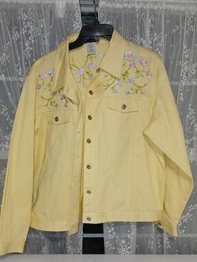 Yellow Floral Blaine Trump Large Embroidered Jacket